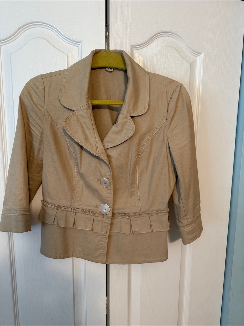 Tailored Tan Peplum Blazer Jacket - Classic Short Length